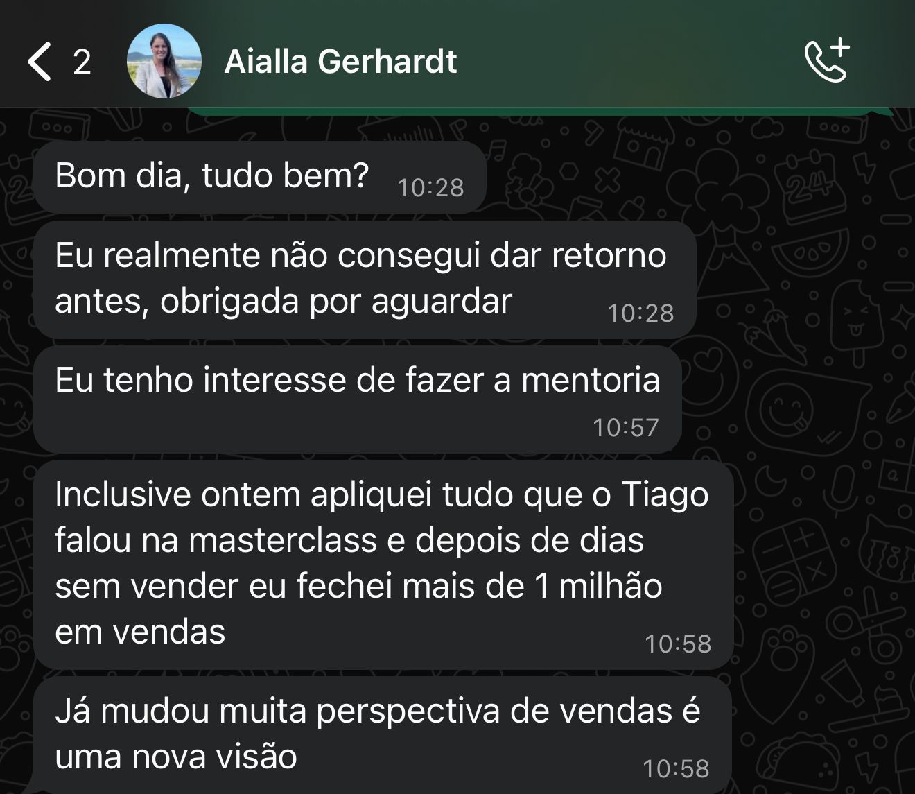 Depoimento Aialla Gerhardt: fechou mais de 1 milhão em vendas aplicando o método