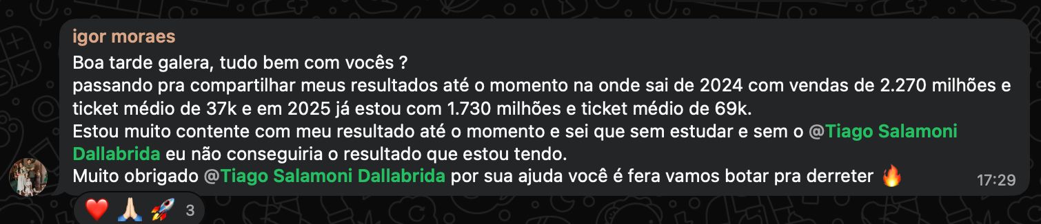 Depoimento Igor Moraes: saiu de R$2,27 milhões para ticket médio de 69k em 2025